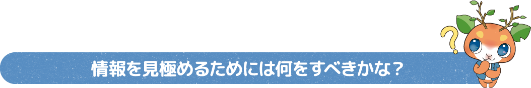  情報を見極めるためには何をすべきかな?